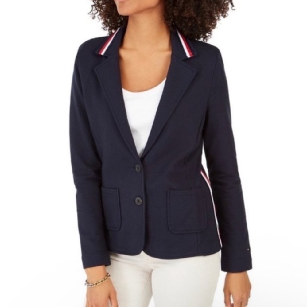 Tommy Hilfiger Womens French Terry Navy Blazer M NWT